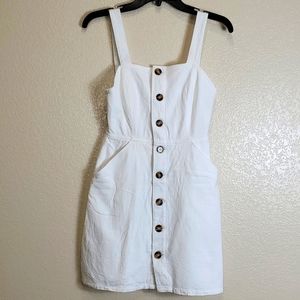 American Threads Linen Off White Mini Dress Small 90s Casual